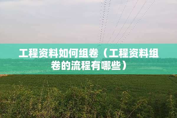 工程资料如何组卷（工程资料组卷的流程有哪些）