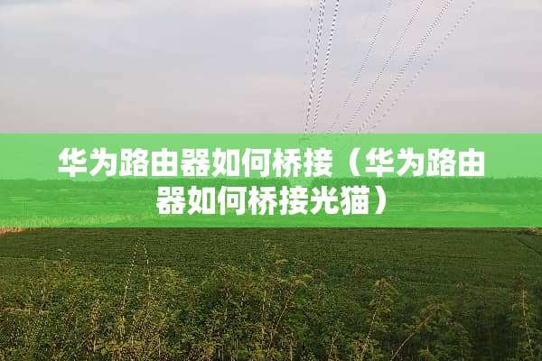 华为路由器如何桥接（华为路由器如何桥接光猫）