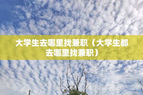 大学生去***兼职（大学生都去***兼职）
