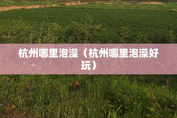 杭州哪里泡澡（杭州哪里泡澡好玩）