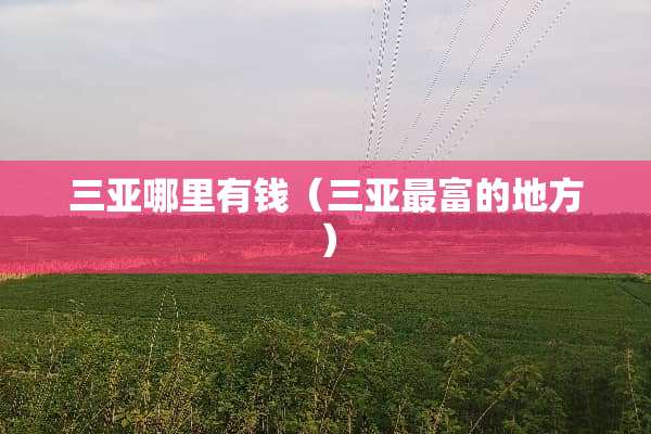 三亚哪里有钱（三亚最富的地方）