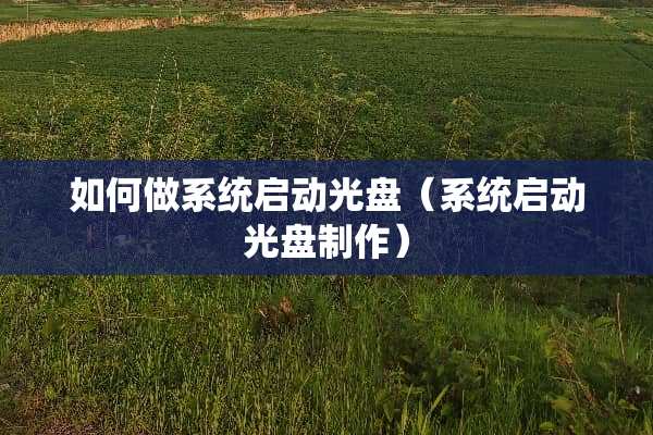 如何做系统启动光盘（系统启动光盘制作）