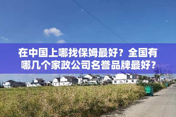 在中国上哪找保姆最好？全国有哪几个家政公司名誉品牌最好？