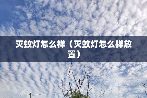 灭蚊灯怎么样（灭蚊灯怎么样放置）