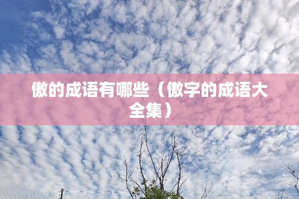 傲的成语有哪些（傲字的成语大全集）