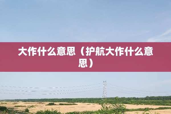大作什么意思（护航大作什么意思）
