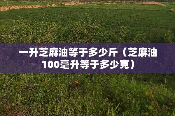 一升芝麻油等于多少斤（芝麻油100毫升等于多少克）