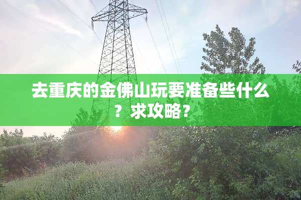 去重庆的金佛山玩要准备些什么？求攻略？