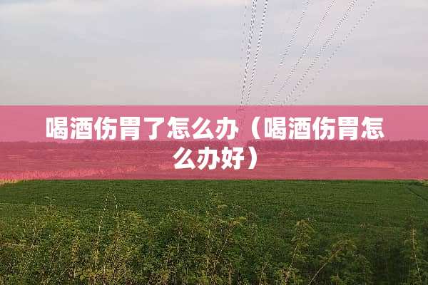 喝酒伤胃了怎么办（喝酒伤胃怎么办好）