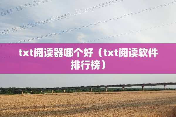 txt阅读器哪个好（txt阅读软件排行榜）