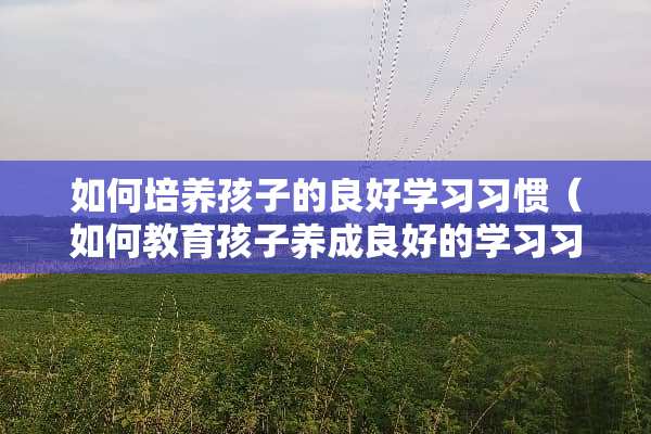 如何培养孩子的良好学习习惯（如何教育孩子养成良好的学习习惯）