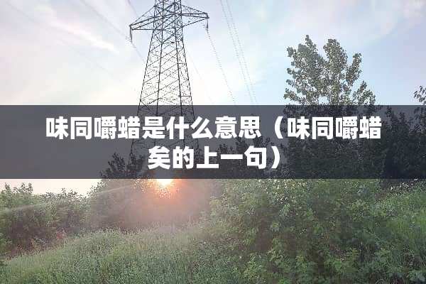 味同嚼蜡是什么意思（味同嚼蜡矣的上一句）