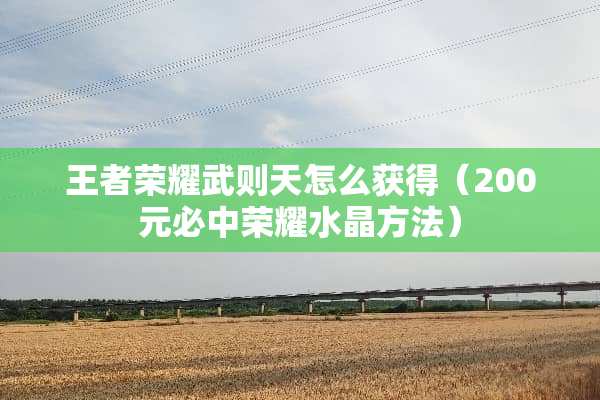 王者荣耀武则天怎么获得（200元必中荣耀水晶方法）