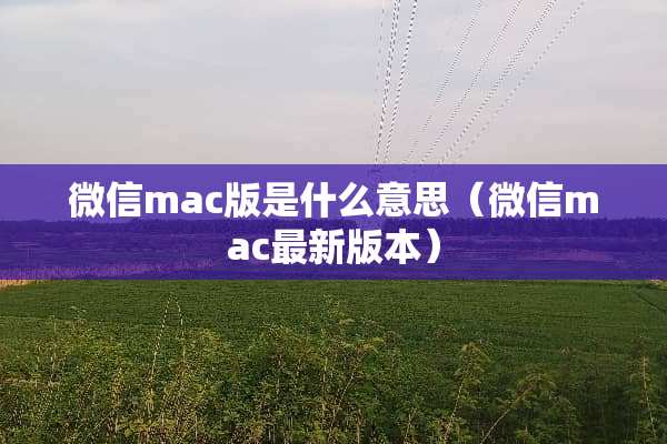 微信mac版是什么意思（微信mac最新版本）