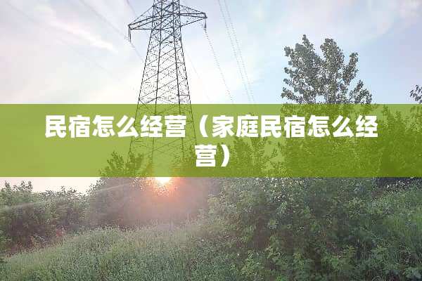 民宿怎么经营（家庭民宿怎么经营）