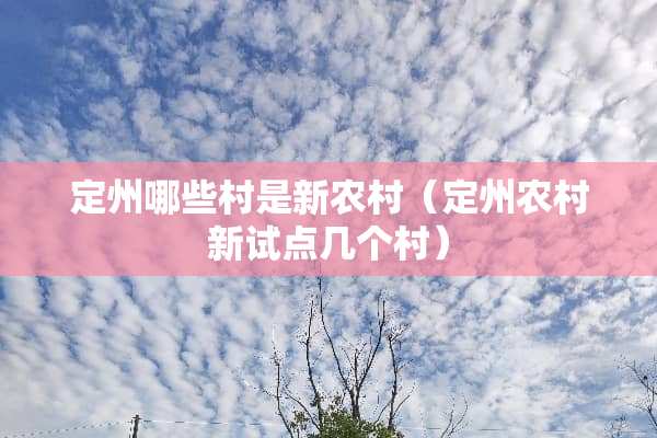 定州哪些村是新农村（定州农村新试点几个村）
