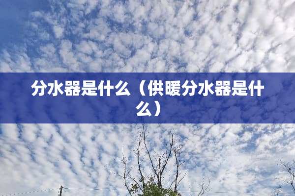 分水器是什么（供暖分水器是什么）