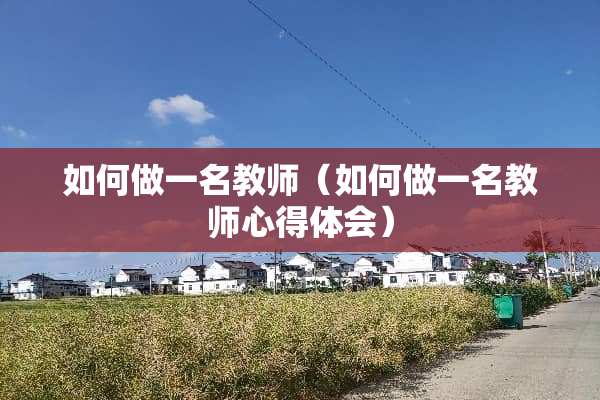 如何做一名教师（如何做一名教师心得体会）