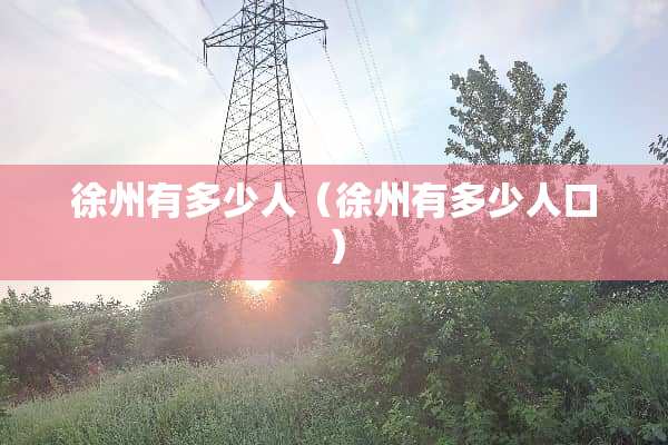 徐州有多少人（徐州有多少人口）