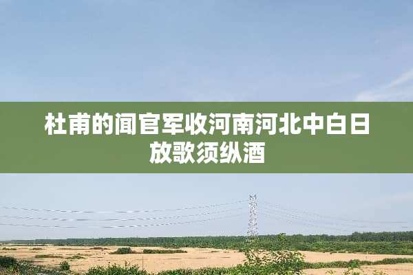 杜甫的闻官军收河南河北中白日放歌须纵酒