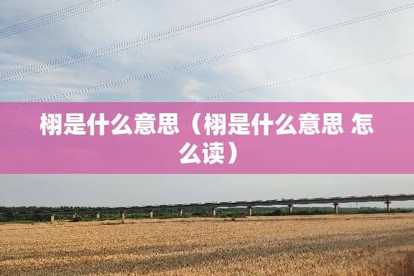 栩是什么意思（栩是什么意思 怎么读）