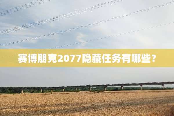 赛博朋克2077隐藏任务有哪些？