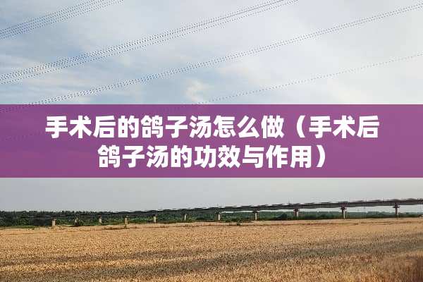 手术后的鸽子汤怎么做（手术后鸽子汤的功效与作用）