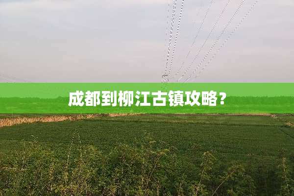 成都到柳江古镇攻略？