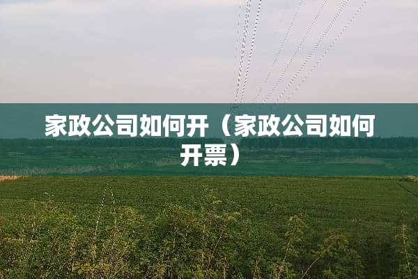 家政公司如何开（家政公司如何**）