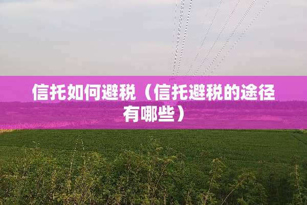 信托如何避税（信托避税的途径有哪些）