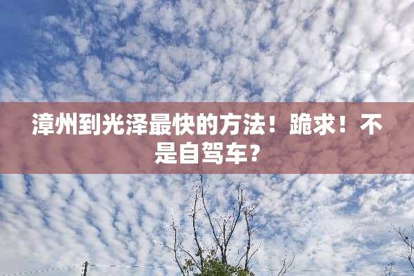 漳州到光泽最快的方法！跪求！不是自驾车？