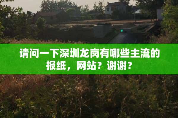 请问一下深圳龙岗有哪些主流的报纸，网站？谢谢？