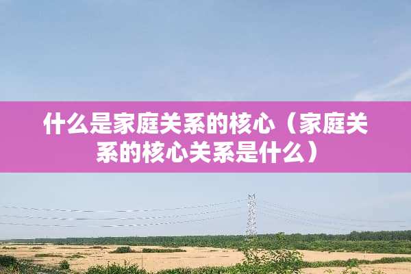 什么是家庭关系的核心（家庭关系的核心关系是什么）