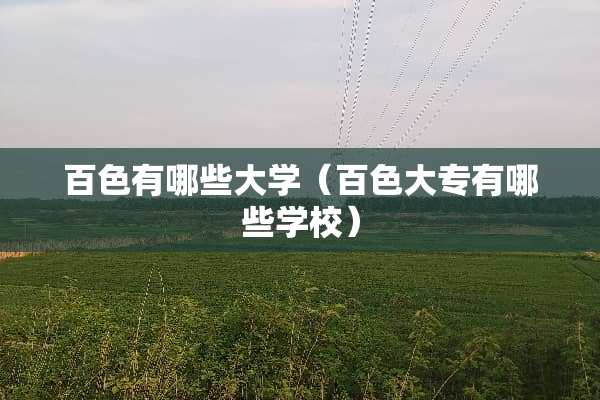 百色有哪些大学（百色大专有哪些学校）