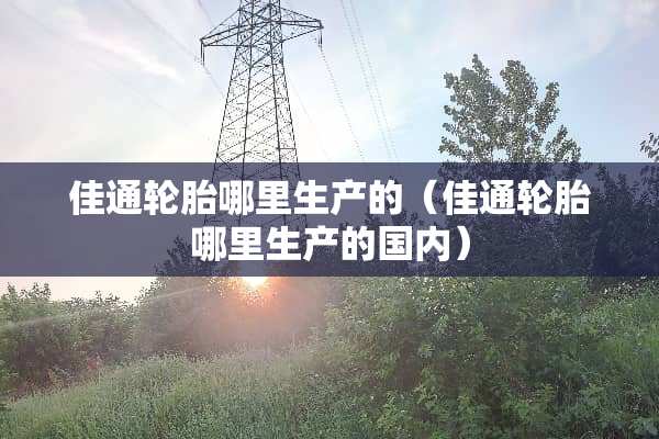 佳通轮胎哪里生产的（佳通轮胎哪里生产的国内）