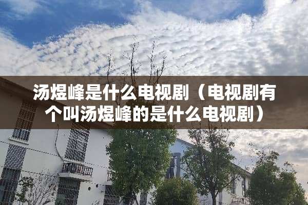 汤煜峰是什么电视剧（电视剧有个叫汤煜峰的是什么电视剧）