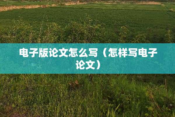 电子版论文怎么写（怎样写电子论文）