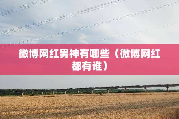 微博网红男神有哪些（微博网红都有谁）
