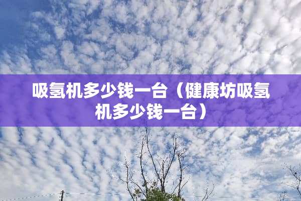 吸氢机多少钱一台（健康坊吸氢机多少钱一台）