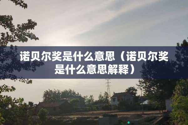 诺贝尔奖是什么意思（诺贝尔奖是什么意思解释）