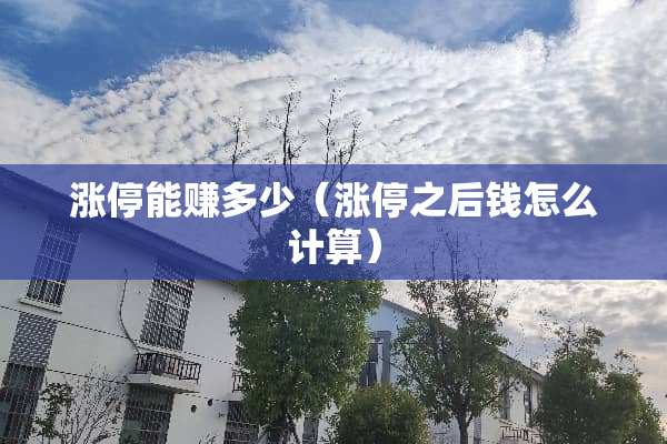 涨停能赚多少（涨停之后钱怎么计算）
