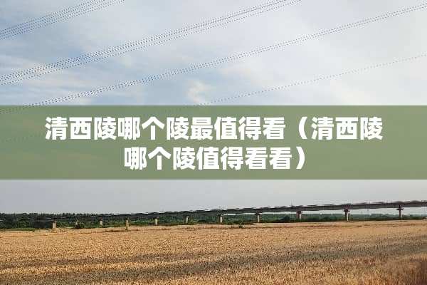 清西陵哪个陵最值得看（清西陵哪个陵值得看看）