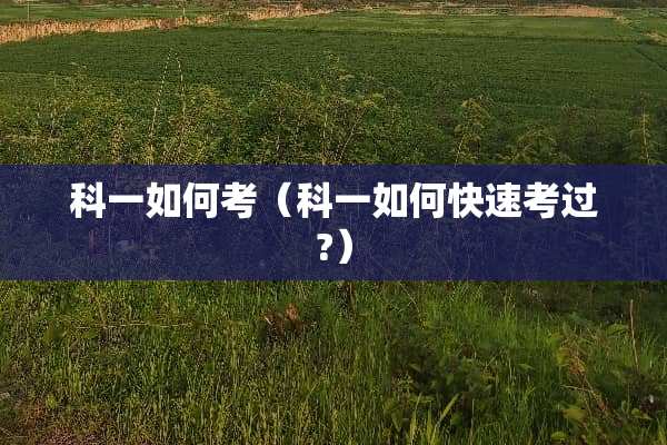 科一如何考（科一如何快速考过?）