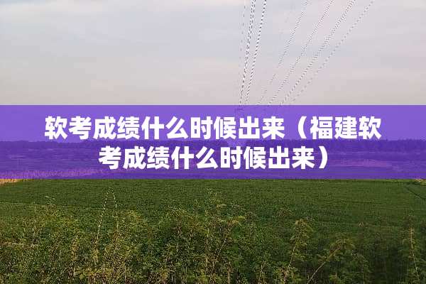 软考成绩什么时候出来（福建软考成绩什么时候出来）
