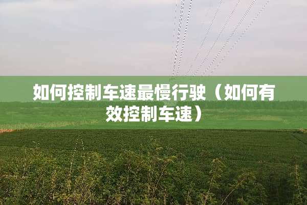 如何控制车速最慢行驶（如何有效控制车速）
