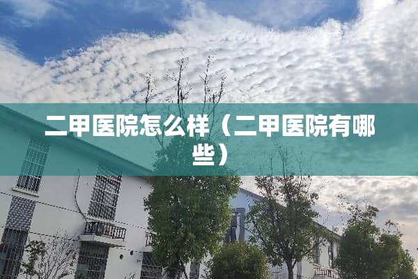 二甲医院怎么样（二甲医院有哪些）