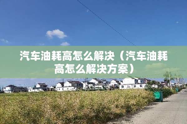 汽车油耗高怎么解决（汽车油耗高怎么解决方案）