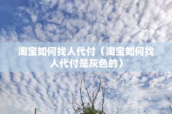 淘宝如何找人代付（淘宝如何找人代付是灰色的）