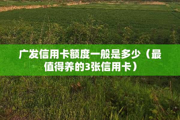 广发***额度一般是多少（最值得养的3张***）