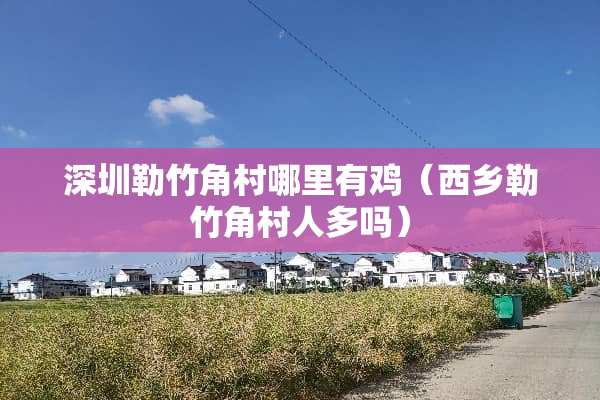 深圳勒竹角村哪里有鸡（西乡勒竹角村人多吗）